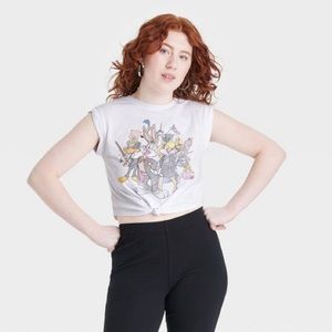 Harry Potter Looney Tunes Tie Front Short Sleeve Shirt Women’s